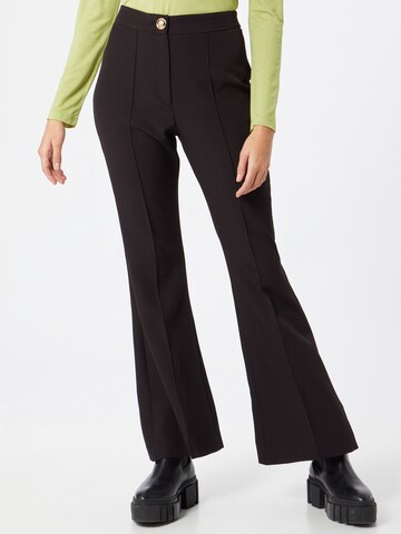 River Island Flared Pleated Pants in Black: front