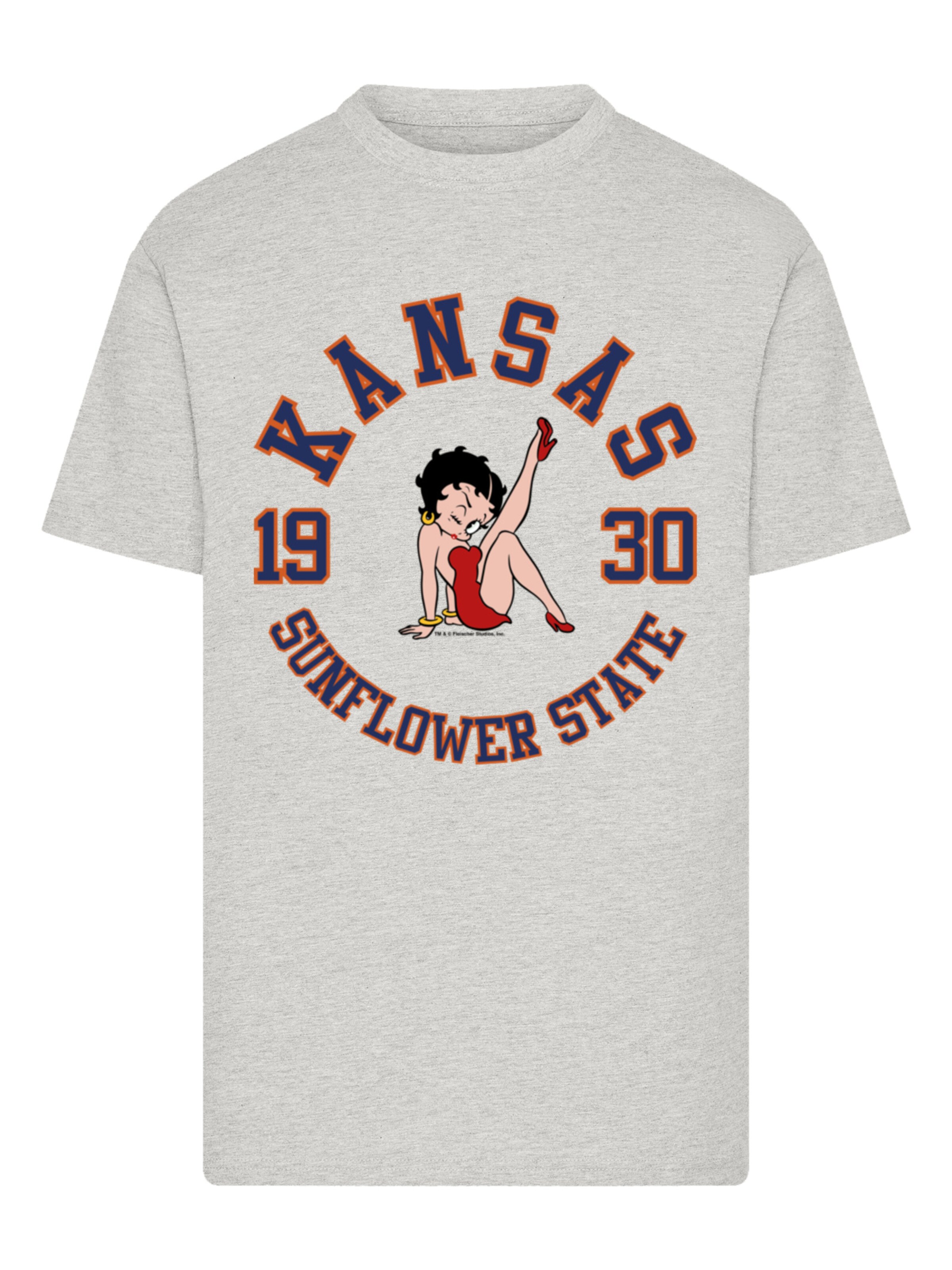 T-Shirt 'Betty Boop Kansas Sunflower State' F4NT4STIC en gris : devant