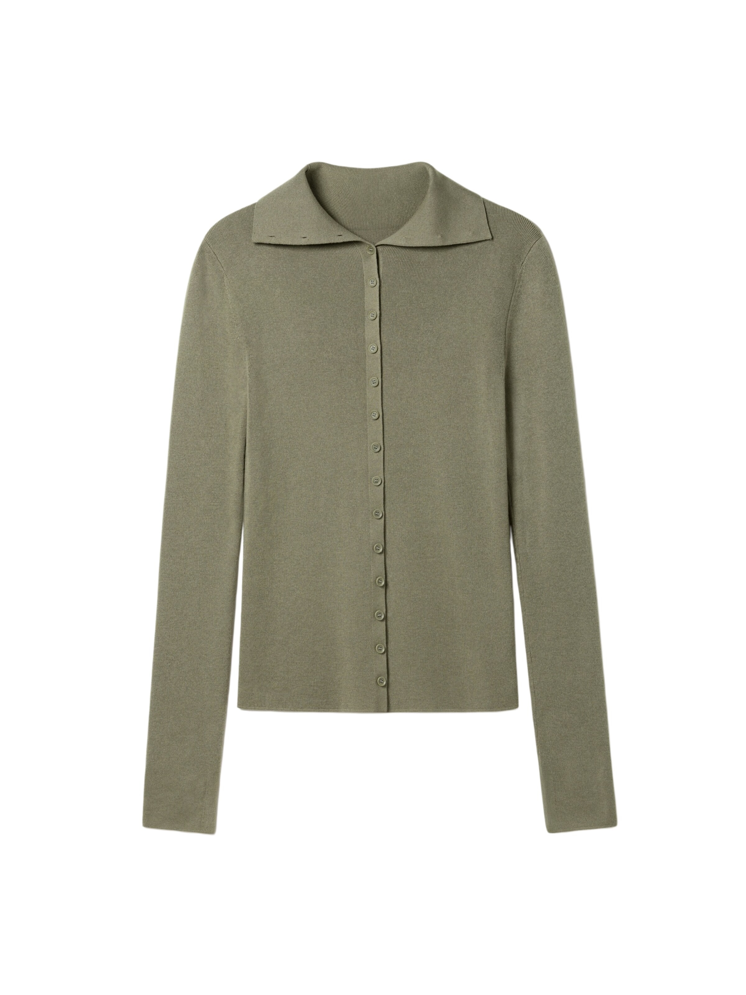 Lilysilk Trui 'Slim Fit Seiden-Kaschmir Pullover' in Groen: voorkant