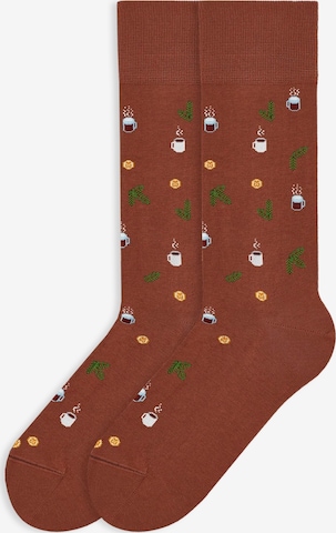 Von Jungfeld Socken 'Festive Icons' in Rot: Vorderseite