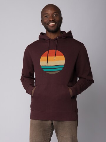 Sweat-shirt ' Retro Sunset Ocean ' Watapparel en rouge : devant