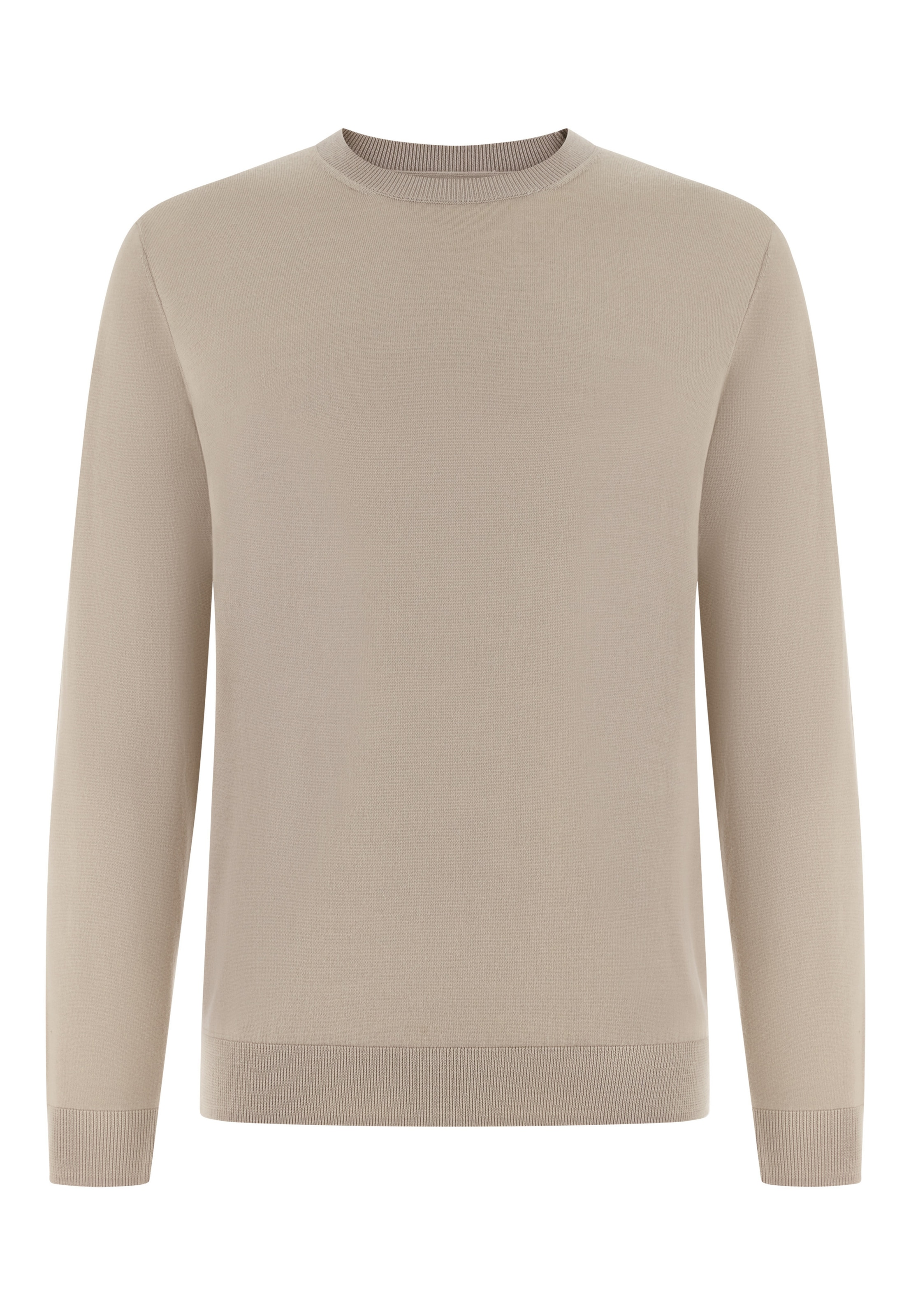 Boggi Milano Gilet ' Crew Neck Jumper in Superfine Wool ' in Beige: voorkant