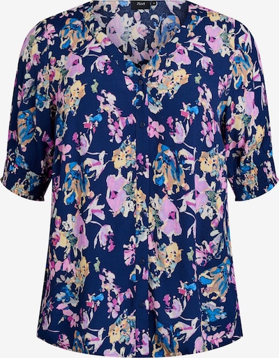 Zizzi Bluza 'VBella' u mornarsko plava / azur / pastelno žuta / orhideja bijela, Pregled proizvoda