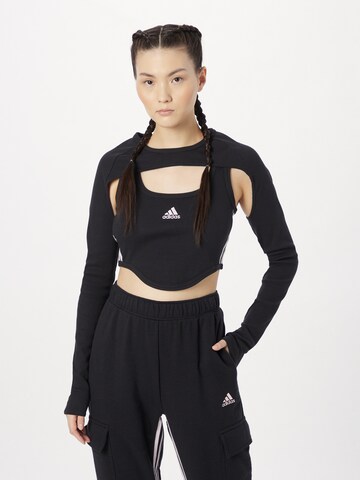 ADIDAS SPORTSWEAR Sport top 'Dance 3-Stripes Ribbed Fitted With Detachable Sleeves' - fekete: elől