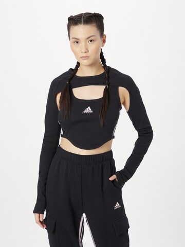 ADIDAS SPORTSWEAR Αθλητικό τοπ 'Dance 3-Stripes Ribbed Fitted With Detachable Sleeves' σε μαύρο: μπροστά