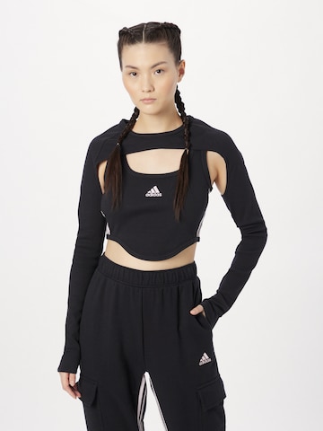 ADIDAS SPORTSWEAR Urheilutoppi 'Dance 3-Stripes Ribbed Fitted With Detachable Sleeves' värissä musta: edessä