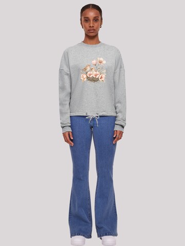Sweat-shirt 'Vogelnest Blumen' F4NT4STIC en gris
