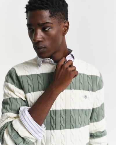 GANT Pullover in dunkelgrün / naturweiß, Produktansicht