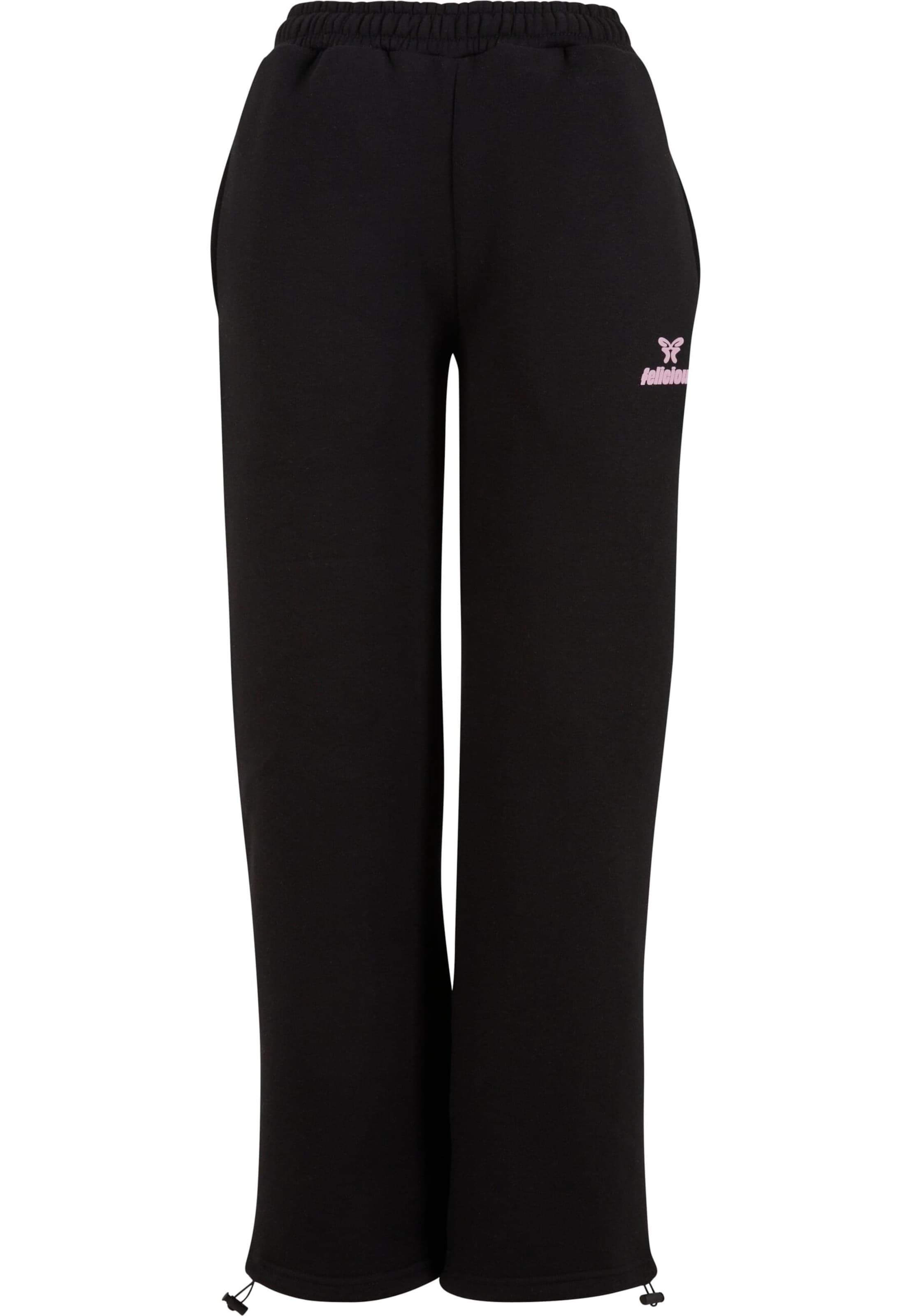 Largi Pantaloni de la Felicious pe negru: față