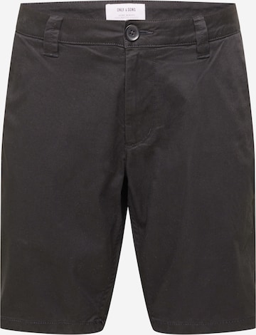 Only & Sons Regular Chino Pants 'Cam' in Black: front