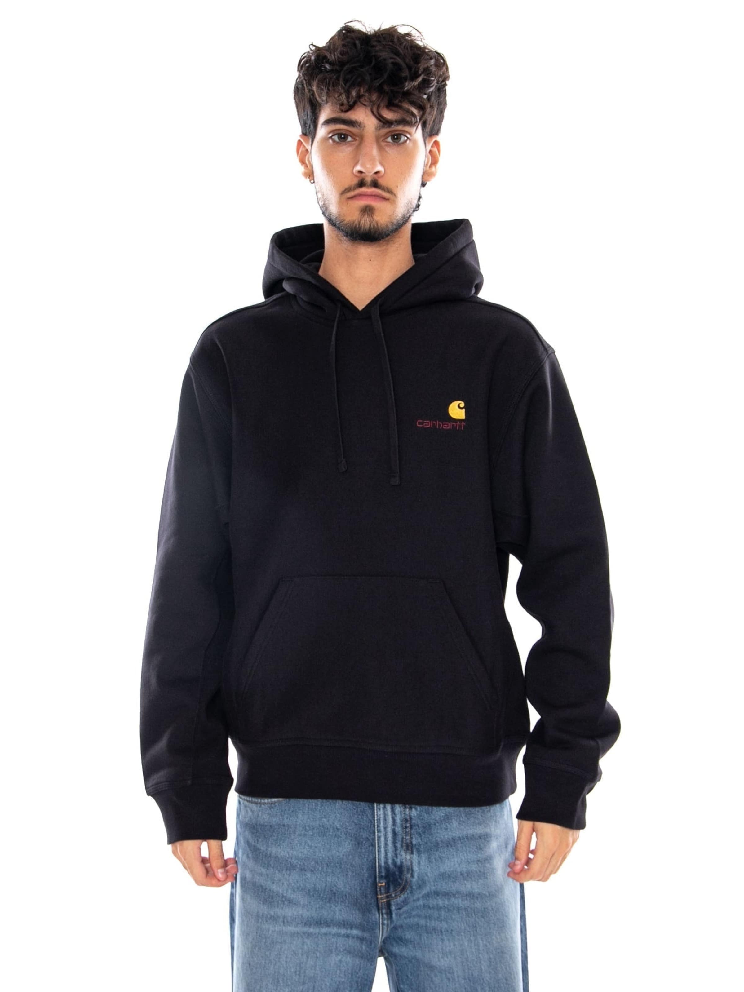 Carhartt WIP Sweatshirt 'HOODED AMERICAN SCRIPT SWEAT BLACK' in Zwart