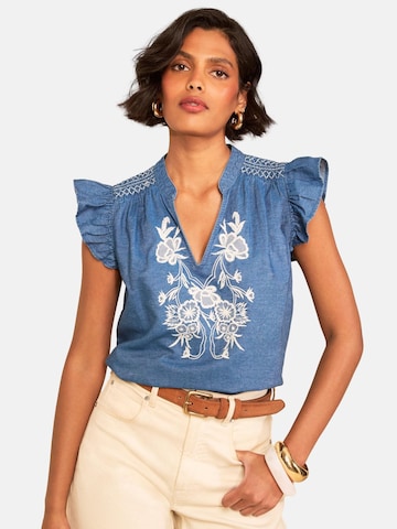 Maglietta di love & roses in blu: frontale