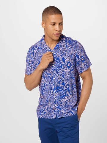 WEEKDAY Regular fit Button Up Shirt 'Coffee' in Blue: front