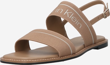 Sandale de la Calvin Klein pe bej: față