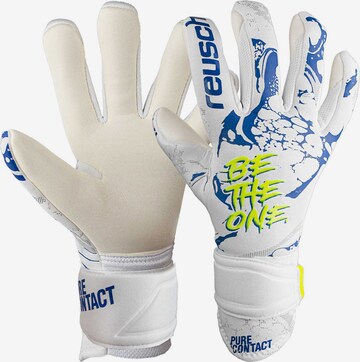 REUSCH Athletic Gloves 'Pure Contact Silver' in White: front