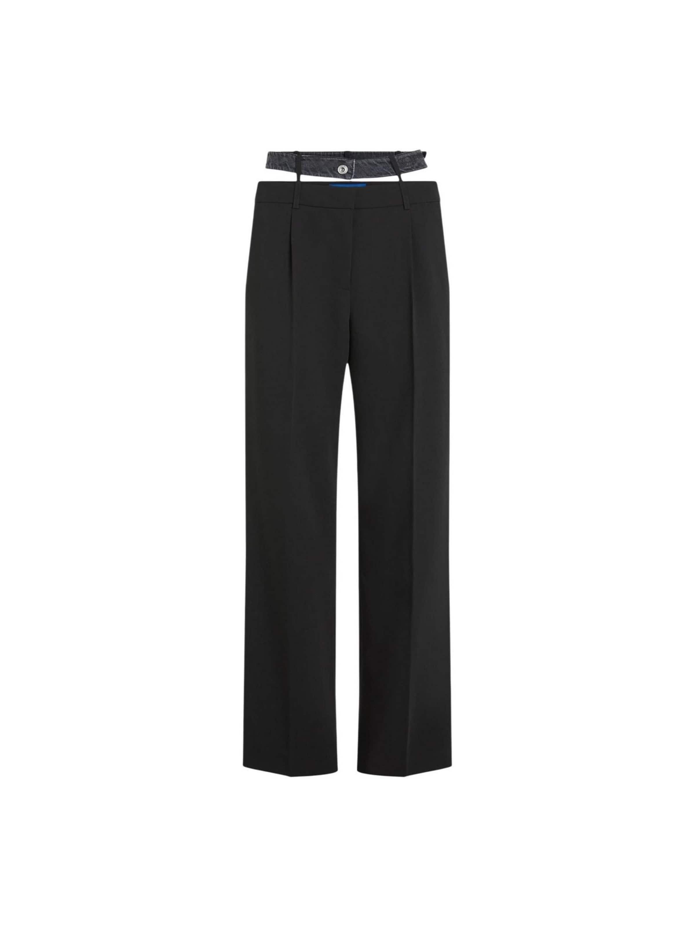KARL LAGERFELD JEANS Wide leg Broek 'KLJ Mixed Material Pant B1W10085' in Zwart