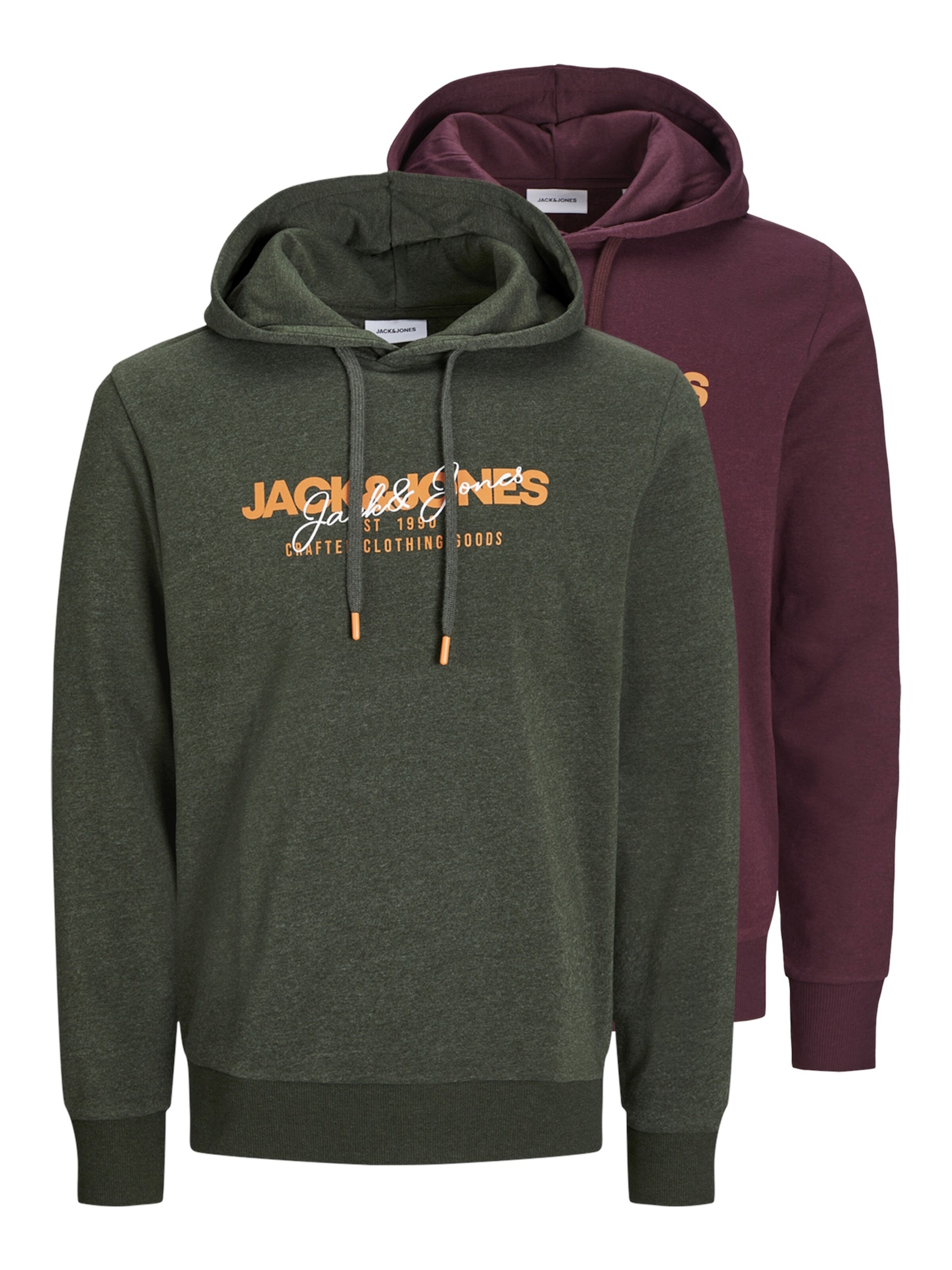JACK & JONES Mikina 'JJAlvis', veľkosť L - zelená melírovaná / tmavooranžová / vínovo červená / biela, Produkt