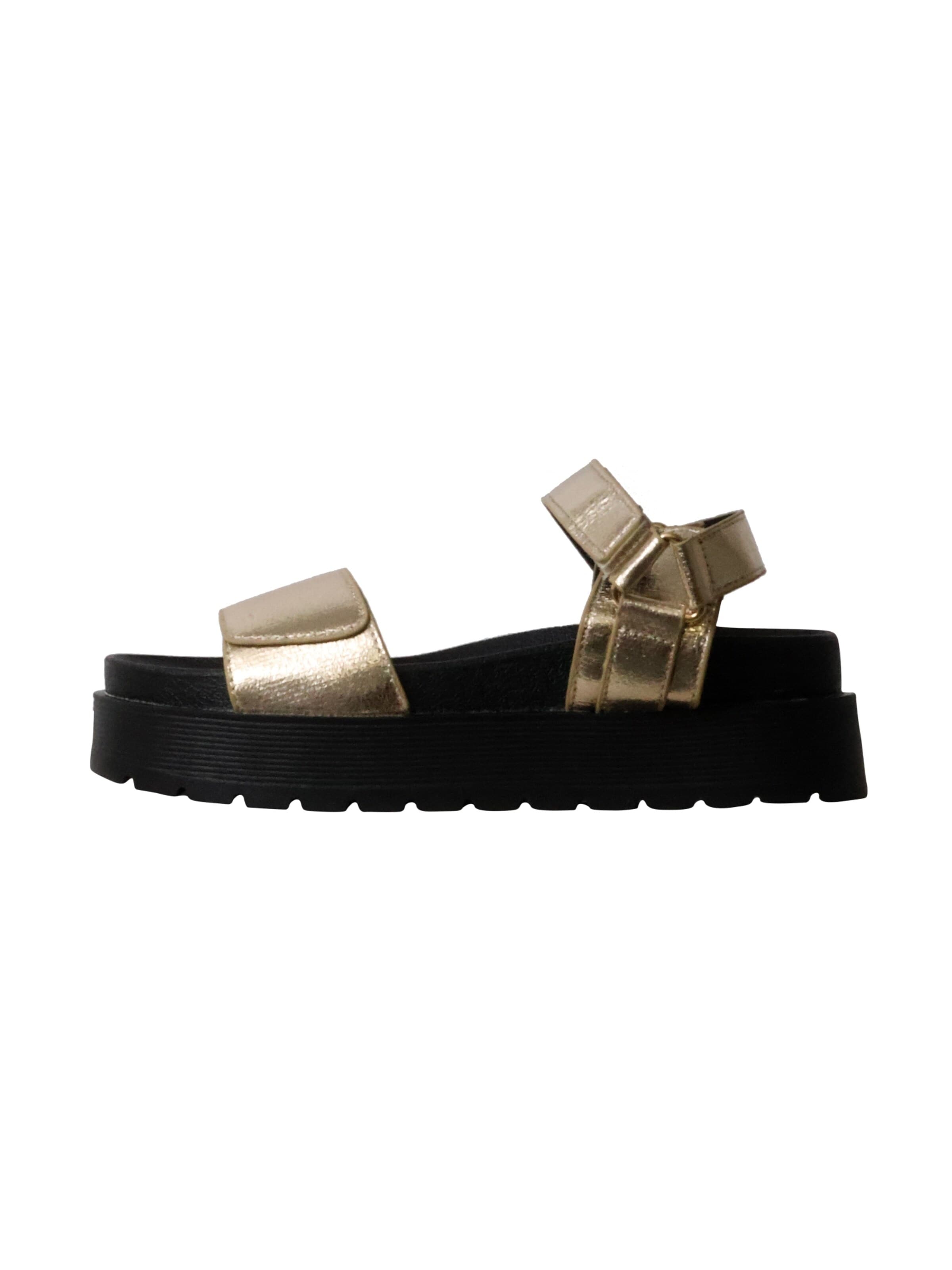 Super Mode - Sandalias 'Sandalen mit Keilabsatz und Klettverschluss von Joalice' en oro: frente