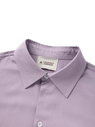 Laurent Vergne Slim fit Button Up Shirt 'Menton - Bowling Shirt Lila' in Purple