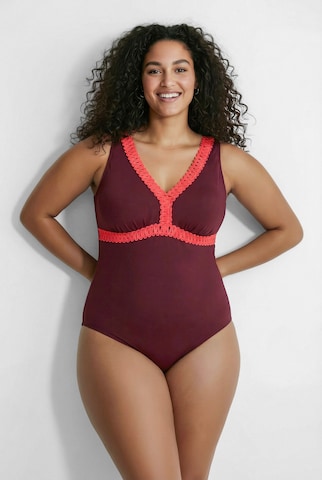 Ulla Popken Triangel Badpak in Lila: voorkant