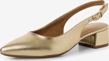 Tamaris Дамски обувки на ток с отворена пета в злато: отпред