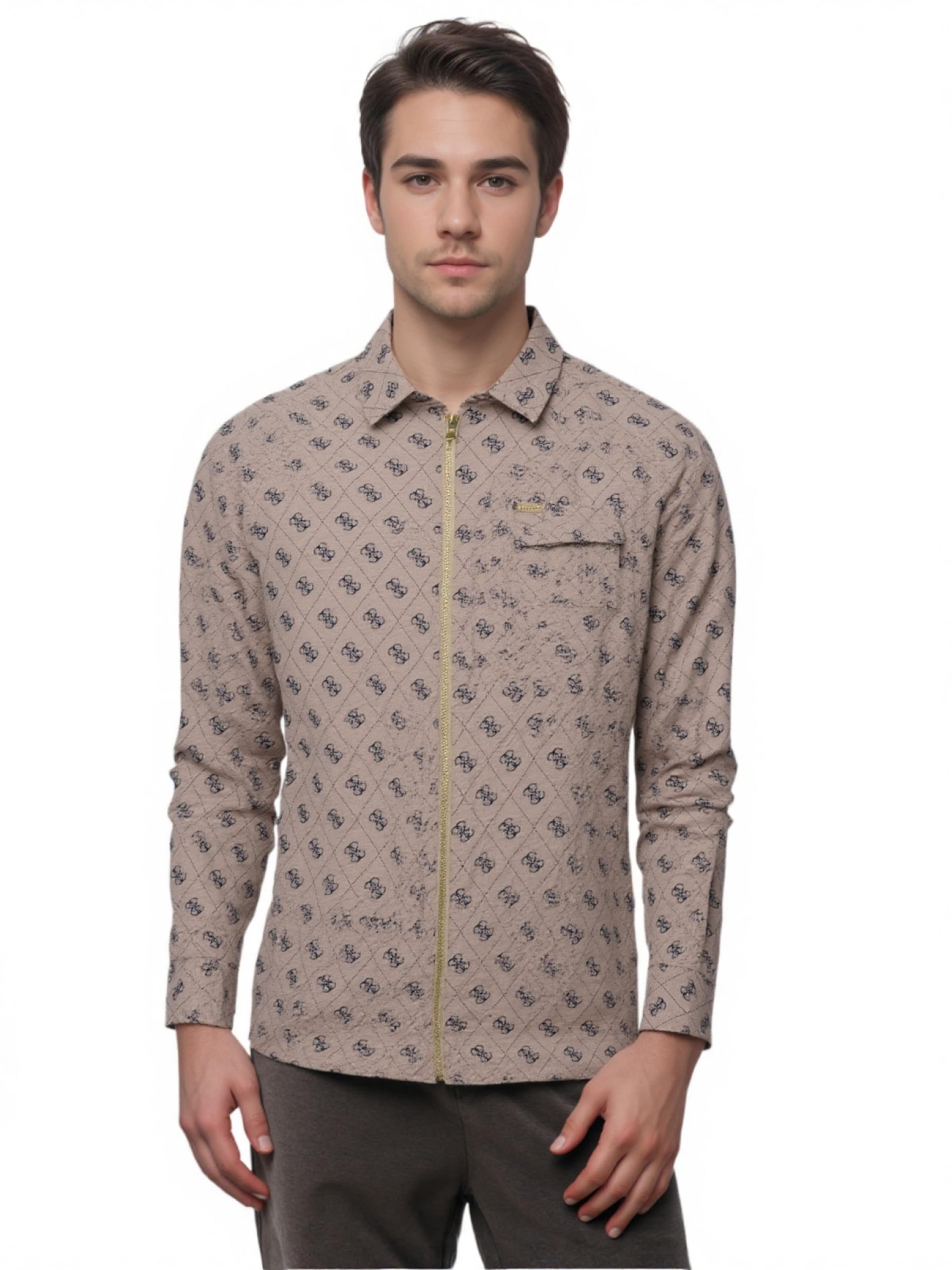 GUESS Regular Fit Hemd '4G Shaket' in Pink: Vorderseite