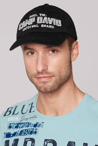 CAMP DAVID Athletic Cap in Black: front