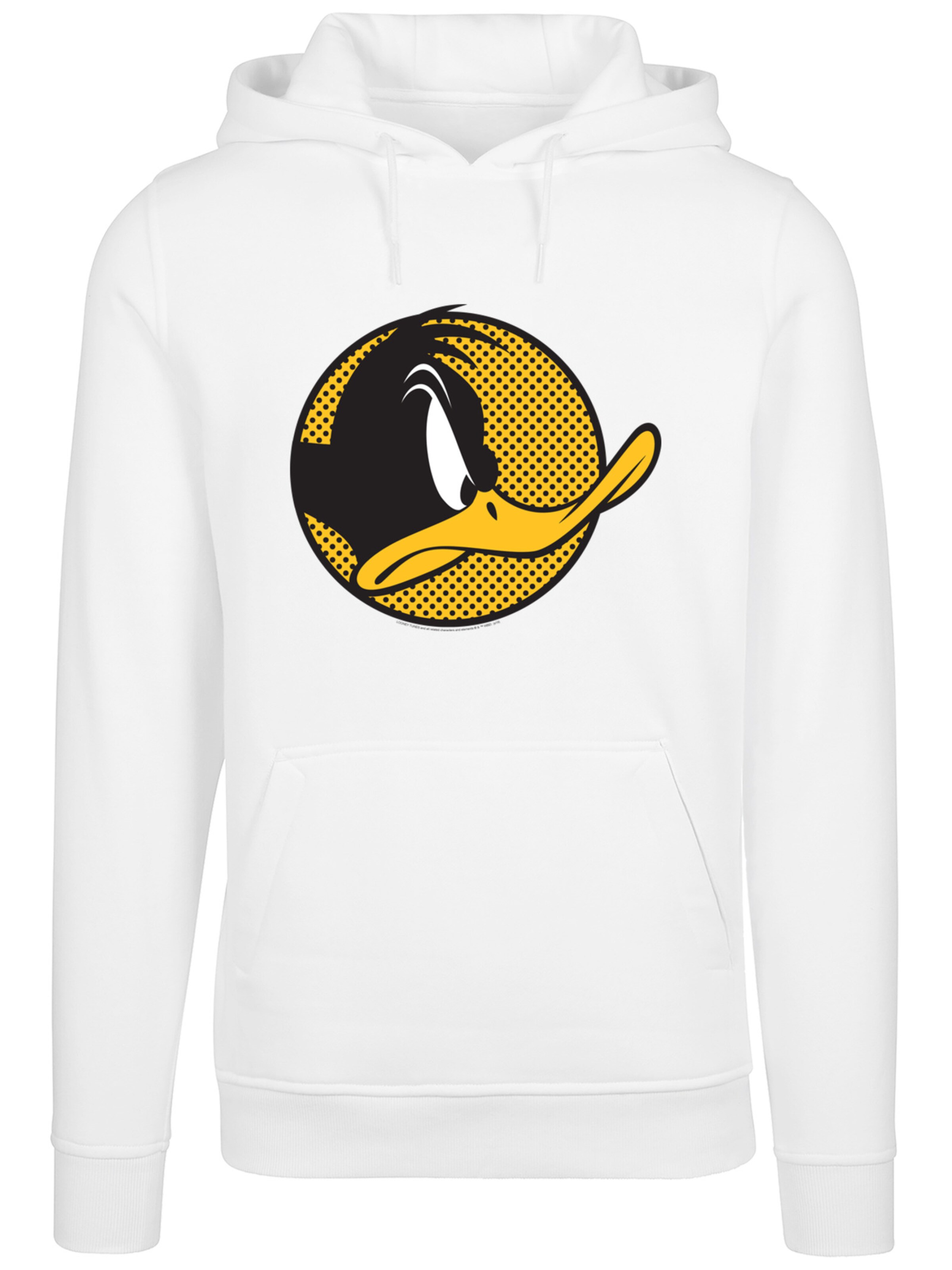 F4NT4STIC Sweatshirt 'Looney Tunes Daffy Duck Dotted' in Wit: voorkant