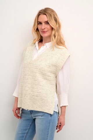Cream Gebreide bodywarmer 'Kiko' in Beige: voorkant