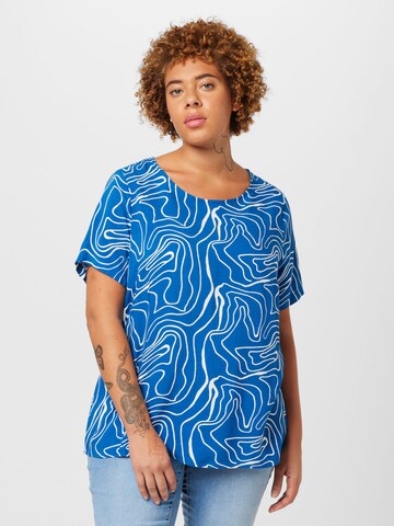 ONLY Carmakoma Blouse 'DES ALLIE' in Blauw: voorkant