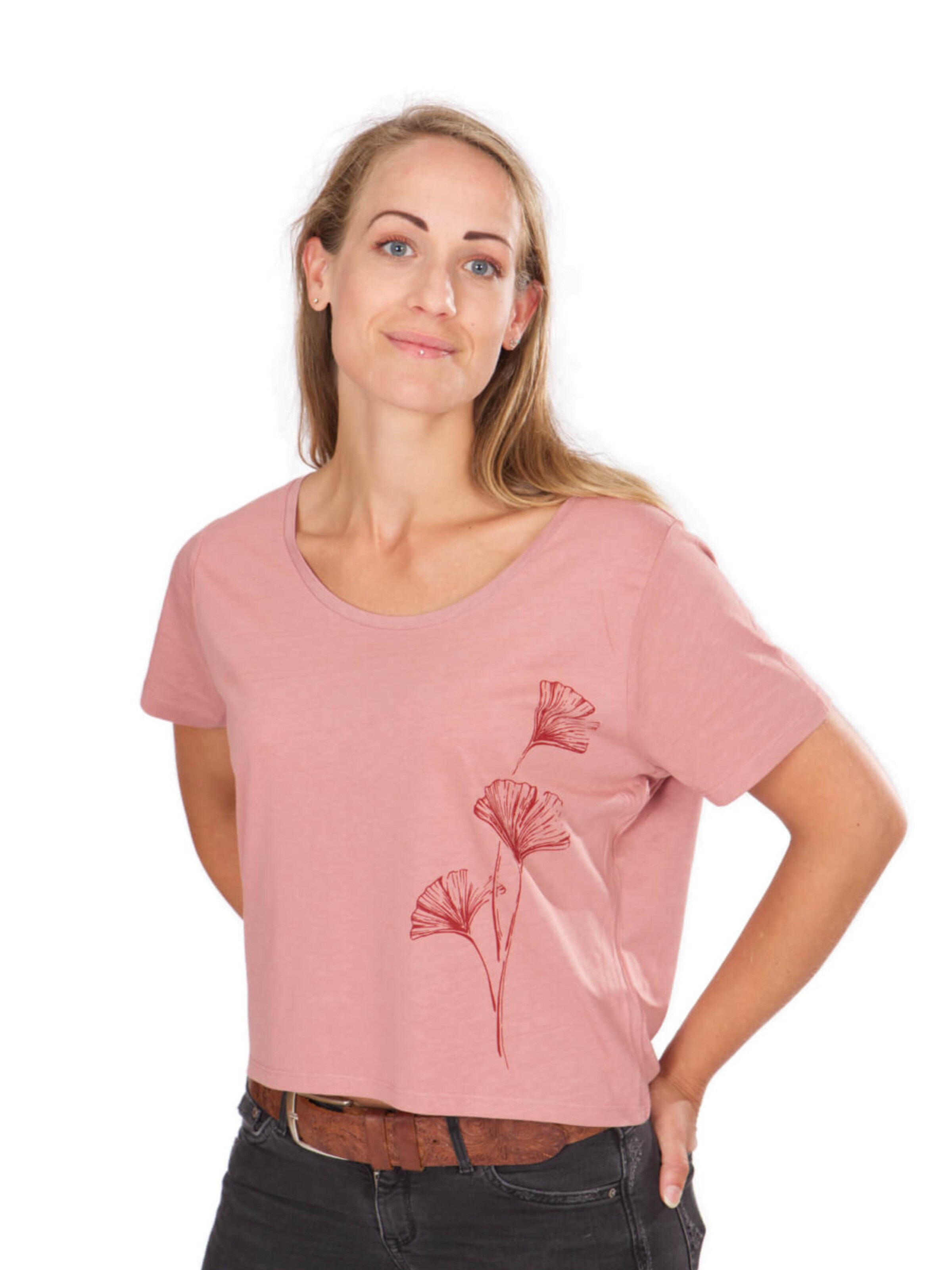 Life-Tree Shirt 'Fairwear Ecovero Ginkgo' in Pink: front