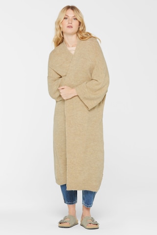 SENSES.THE LABEL Offener Long Cardigan mit weiten Ärmeln in Braun: Vorderseite