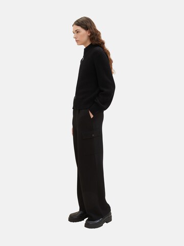 TOM TAILOR DENIM Wide leg Cargo Pants in Black