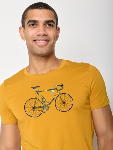 GREENBOMB Shirt 'Bike Knut' in Yellow
