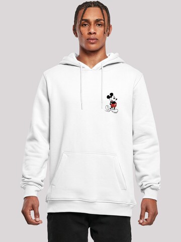 Felpa 'Disney Mickey Mouse Kickin Retro Pocket' di F4NT4STIC in bianco: frontale