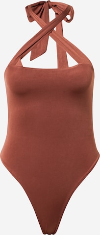 Misspap Shirt bodysuit in Brown: front