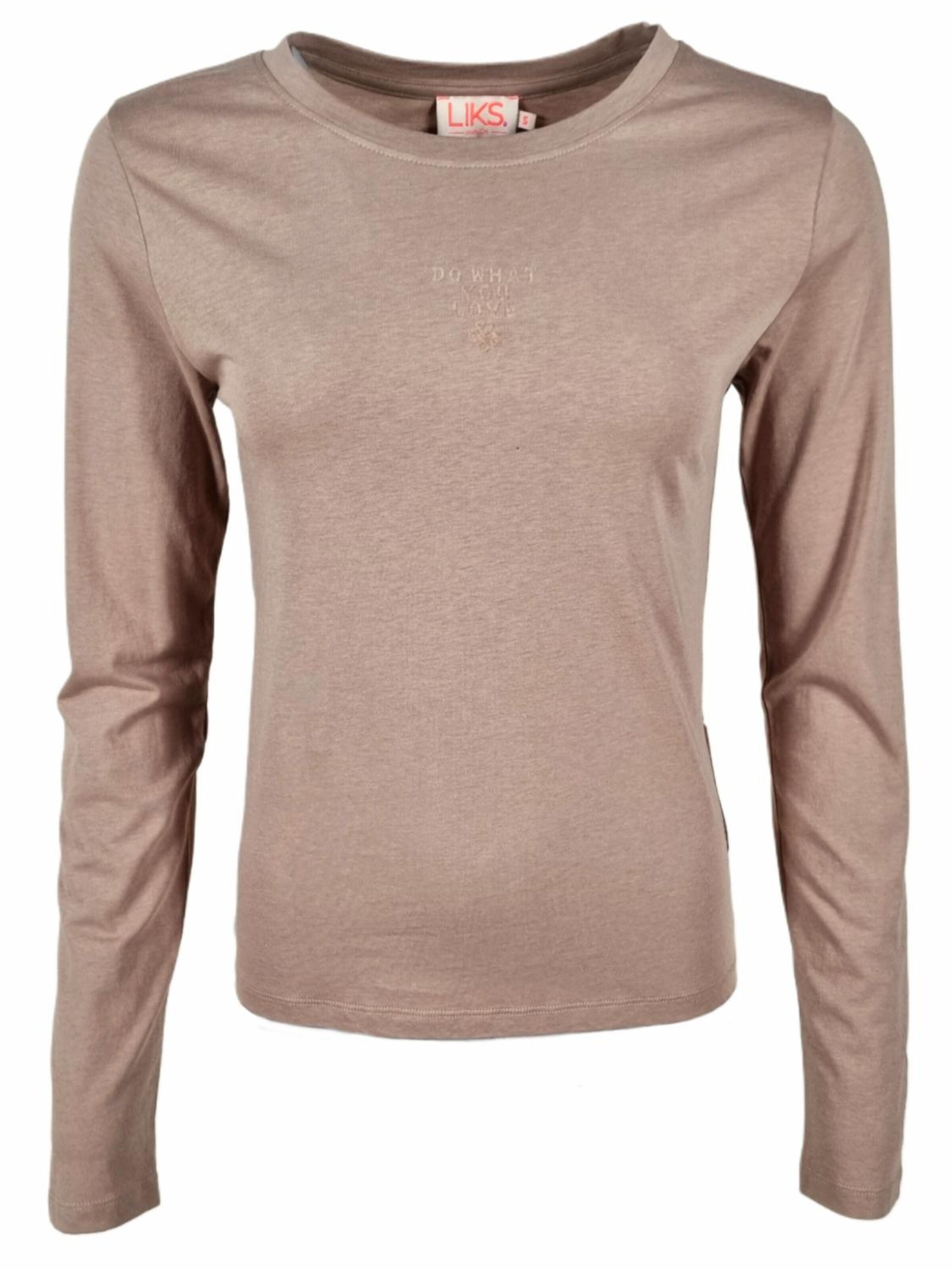 LIKS. Munich Shirt 'Langarmshirt gestreift mit Flock'‌‌ in Beige: Vorderseite
