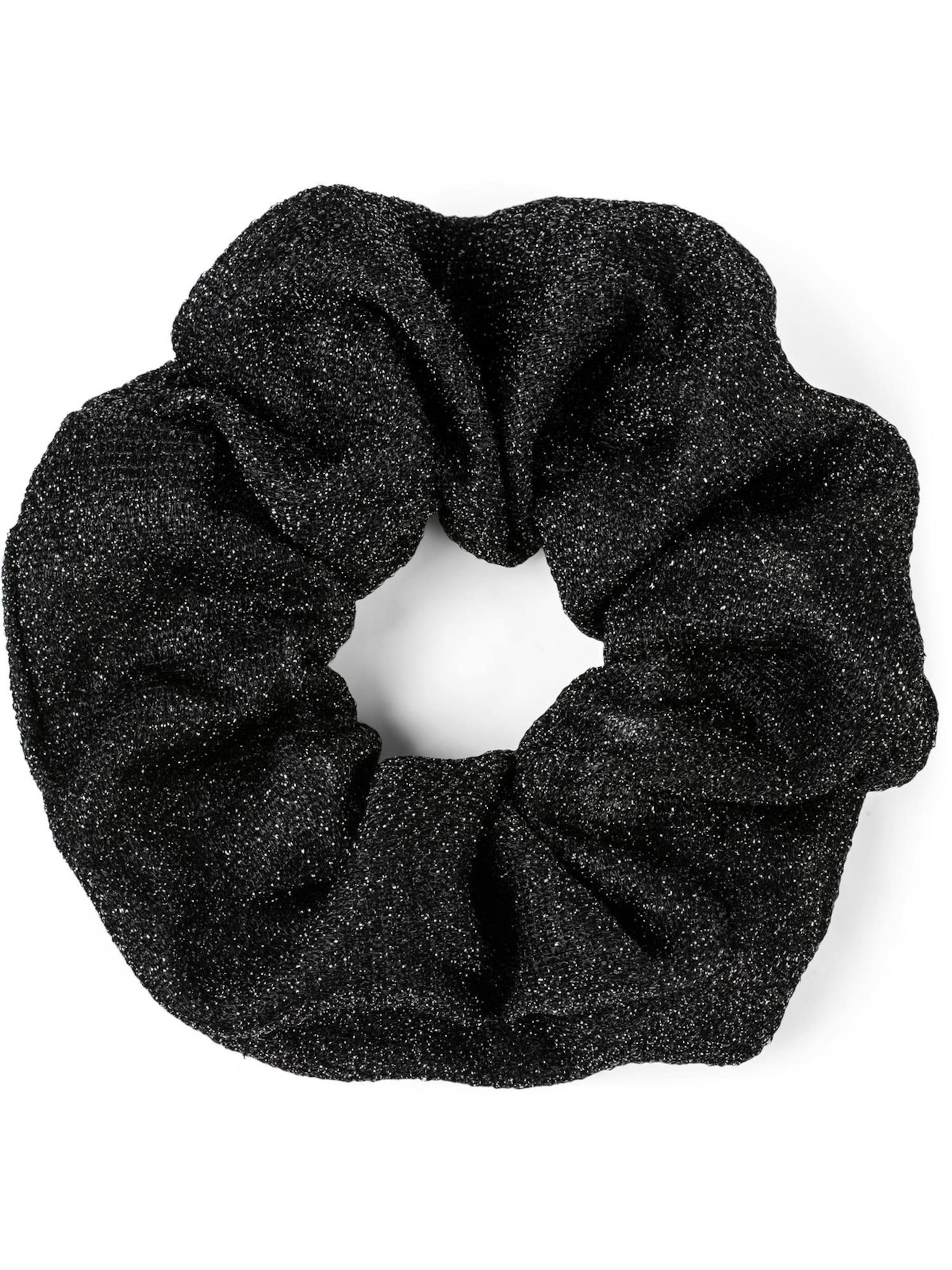styleBREAKER Haarschmuck 'Glitzer Scrunchie Haargummi'‌‌‌ in Schwarz: Vorderseite