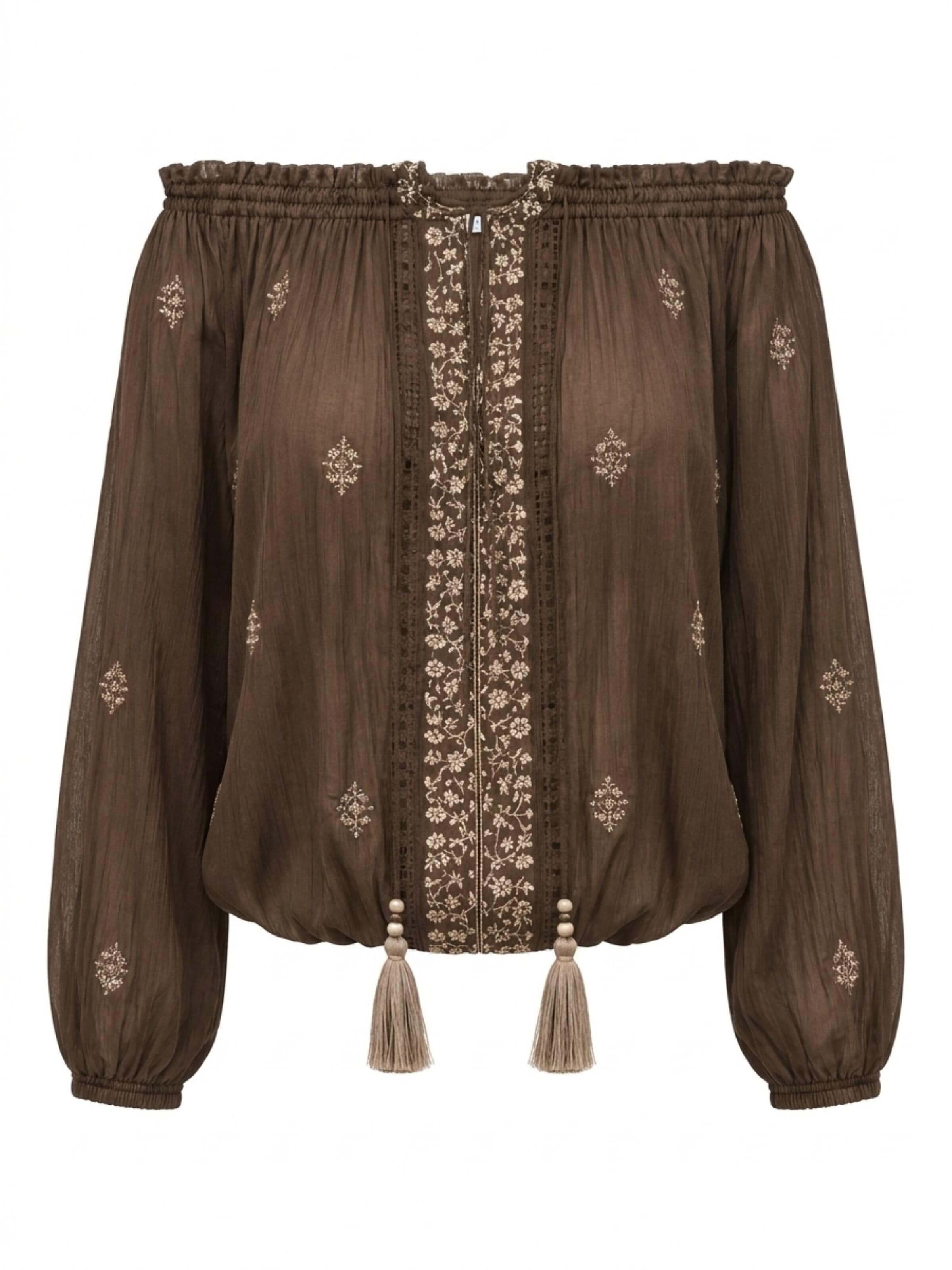 Miss June Blouse 'Gally' in Brown