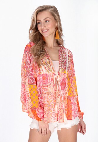 Camicia da donna 'Boho' di IZIA in arancione: frontale