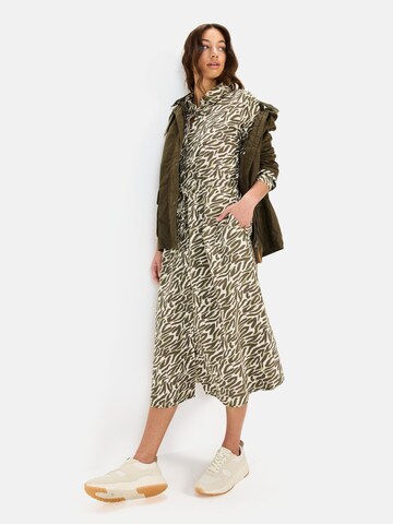CAMEL ACTIVE Langes Hemdblusenkleid mit Allover-Print in Grün