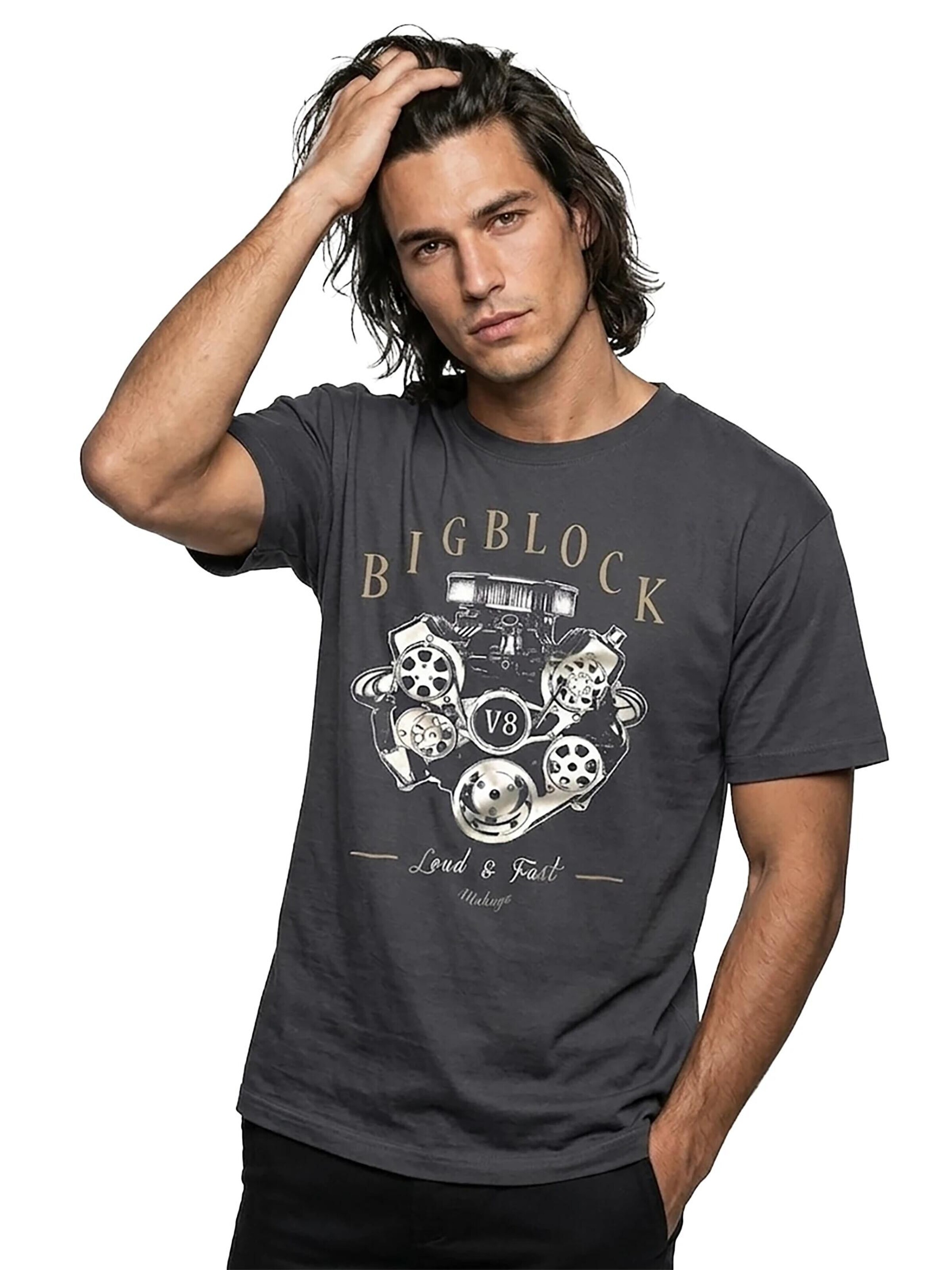MAKAYA Shirt 'Big Block' in Grey