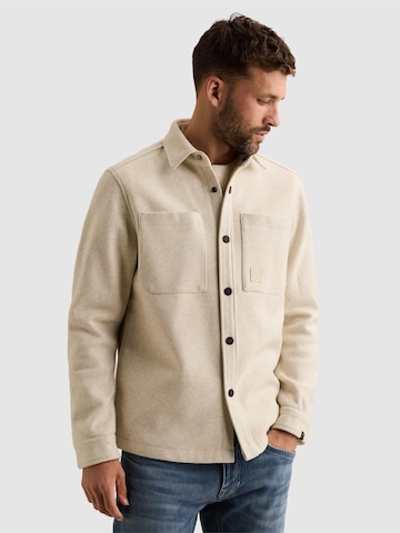 PME Legend Regular Fit Skjorte 'Overshirt with wool look and chest pockets' i beige