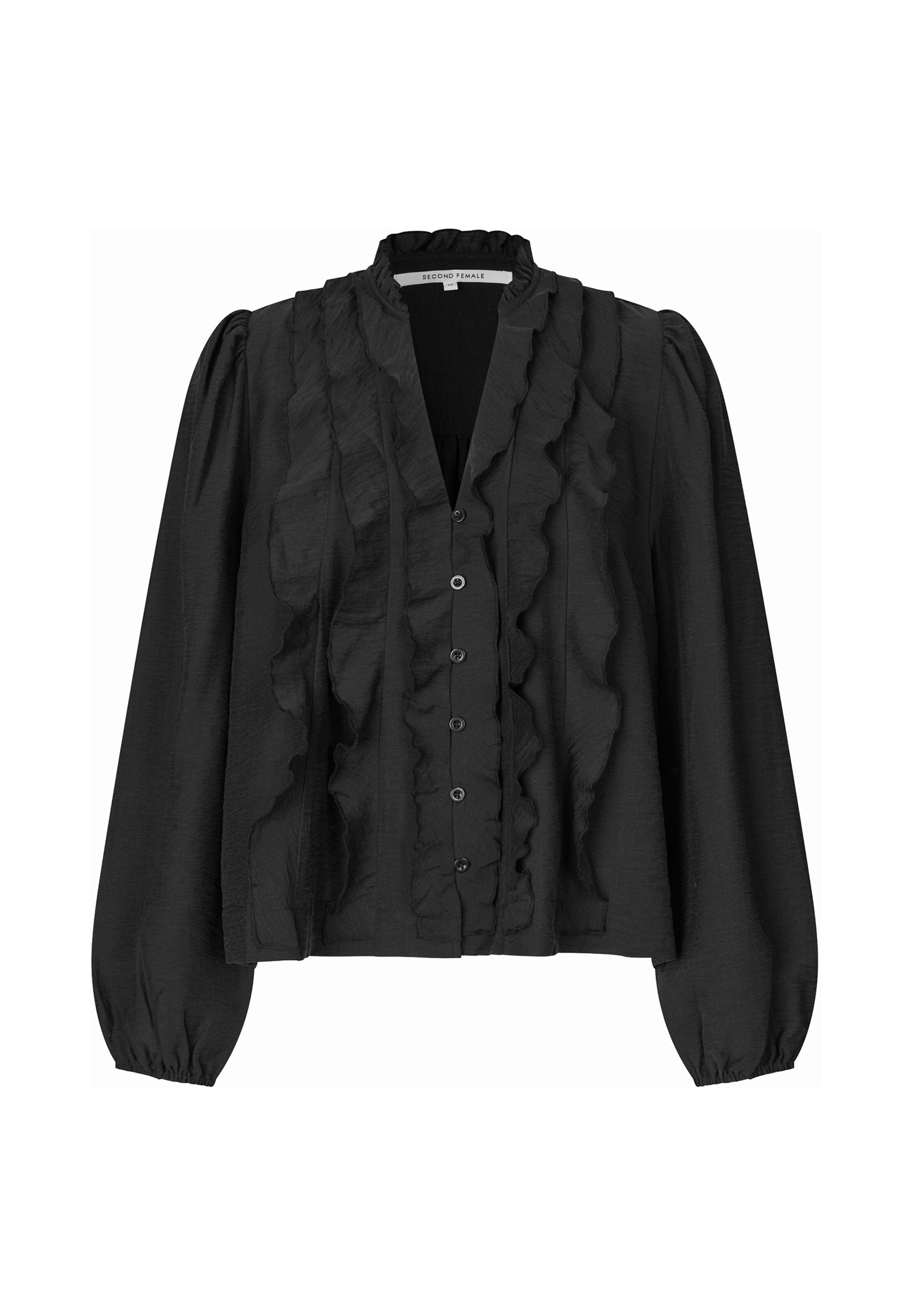 SECOND FEMALE Bluse 'Rayna Frill' in Schwarz: Vorderseite