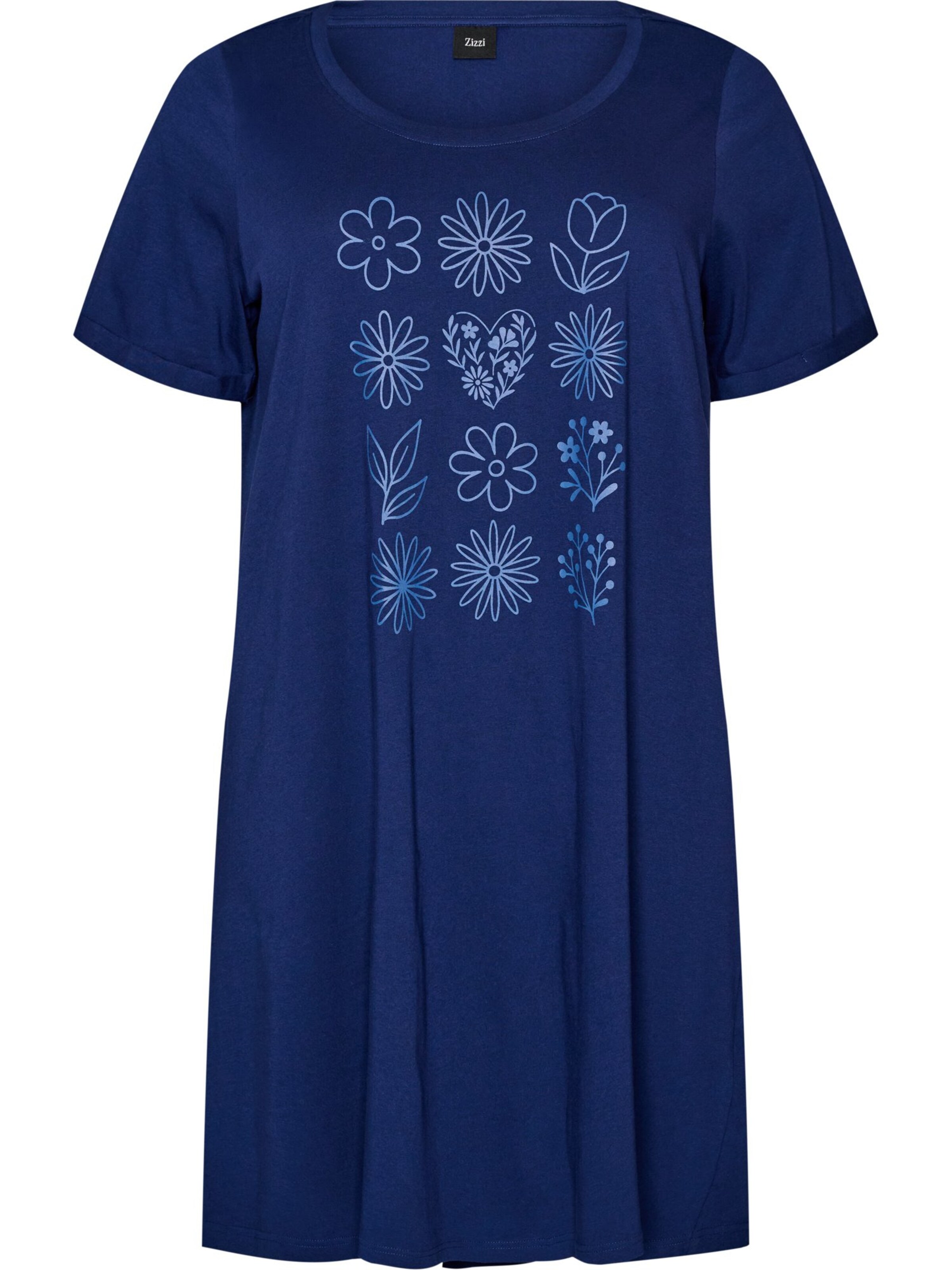 Chemise de nuit 'Mally' Zizzi en bleu : devant