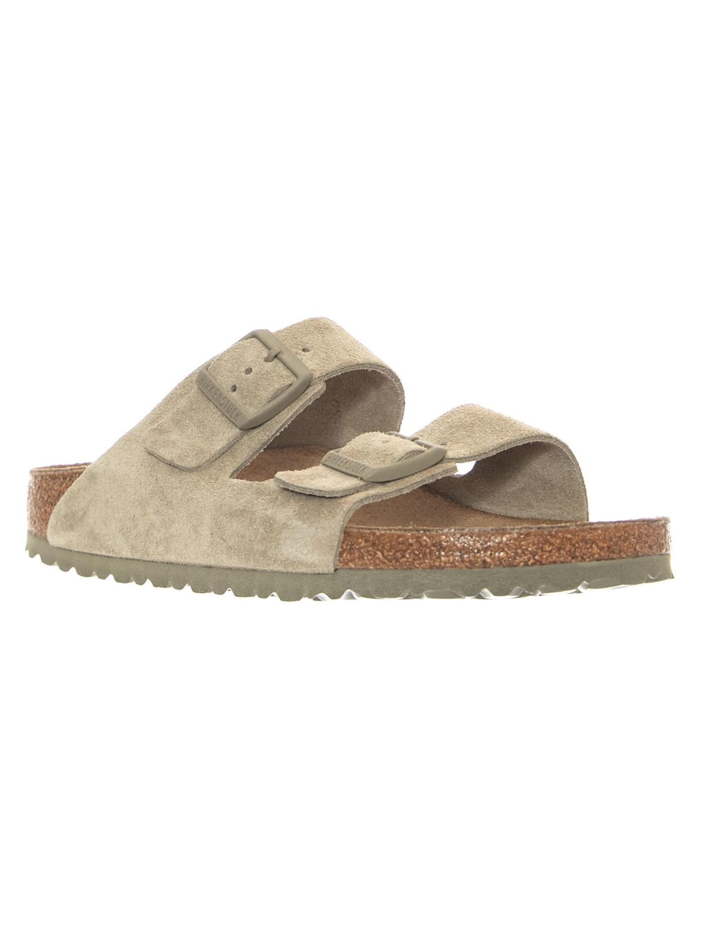 BIRKENSTOCK Sandały 'Arizona Faded Suede Leather Narrow Fit Khaki' w kolorze zielony: przód