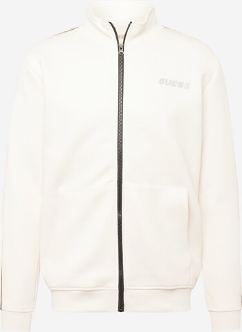 GUESS Athletic Zip-Up Hoodie 'MICKEY' in White: front