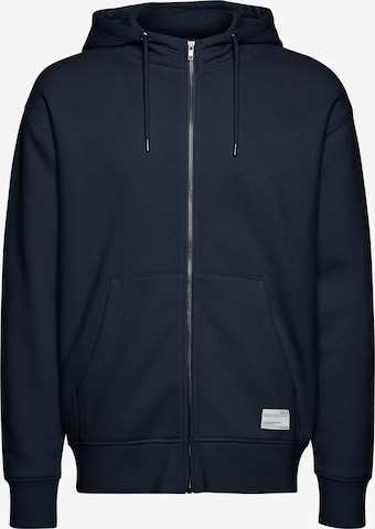 !Solid Zip-Up Hoodie in Blue: front