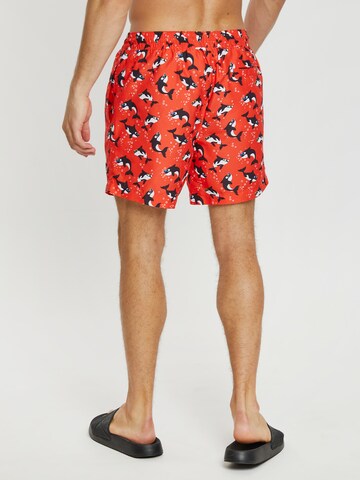 Threadbare Badeshorts 'Killer Whale' in Rot