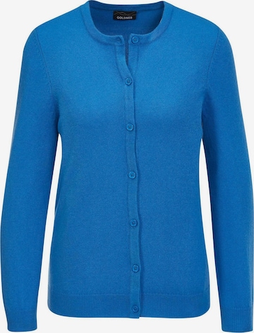 Goldner Strickjacke in Blau: Vorderseite